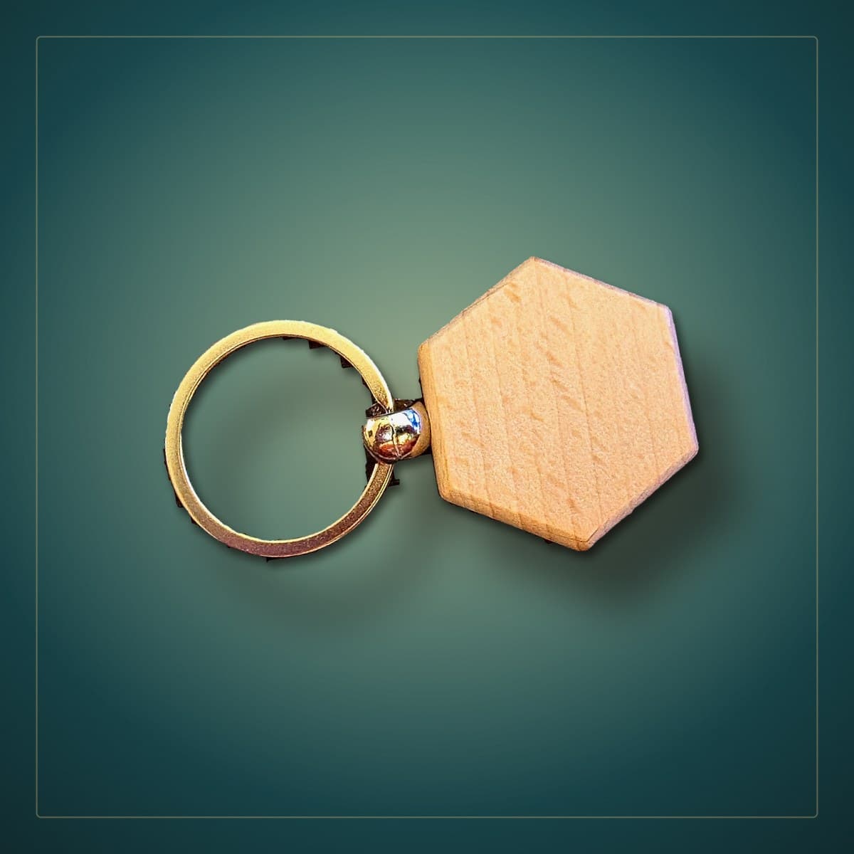 Porte-clé hexagone en bois personnalisé, gravure laser sur bois